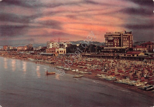 Cartolina Senigallia Lungomare Dante Alighieri al crepuscolo dal mare 1973