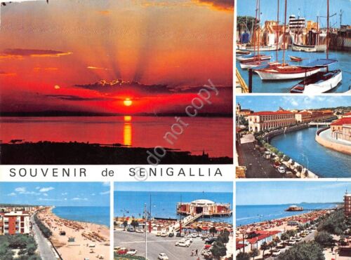 Cartolina Senigallia spiaggia rotonda canale tramonto vedute varie 1968