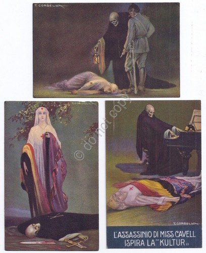 Cartolina serie completa di 6 Illustrata Corbella L'assassinio di Miss …