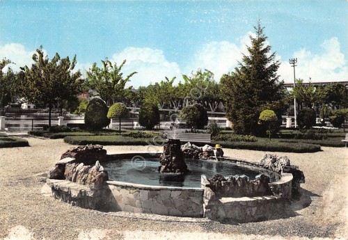 Cartolina Sesto Calende Giardini Pubblici fontana 1963