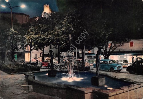 Cartolina Sestola Piazza Vittoria Notturno auto