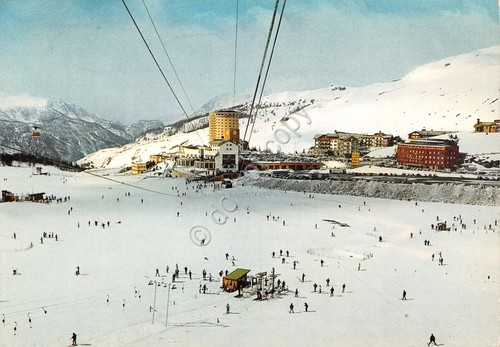 Cartolina Sestriere panorama da funivia 1969
