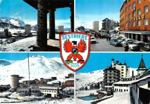 Cartolina Sestriere vedute varie Cristallo 1964