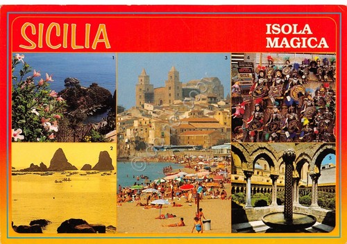 Cartolina Sicilia vedute e folclore (Palermo)