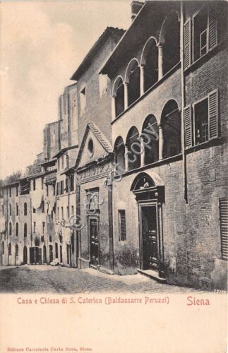 Cartolina Siena Casa e Chiesa di S. Caterina