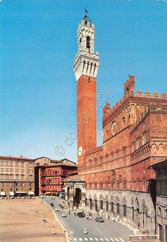 Cartolina Siena Palazzo Pubblico 1966 auto moto