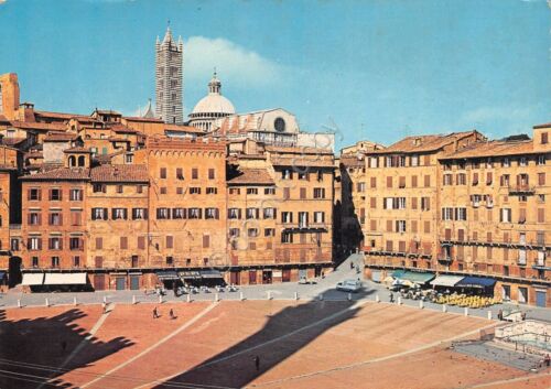 Cartolina Siena Piazza del Campo negozi bar 1976