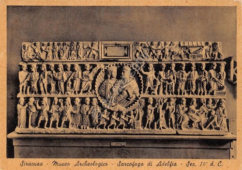 Cartolina Siracusa Museo archeologico Sarcofago di Adelfia Alterocca Terni