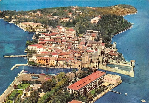 Cartolina Sirmione Lago di Garda panorama aereo 1958