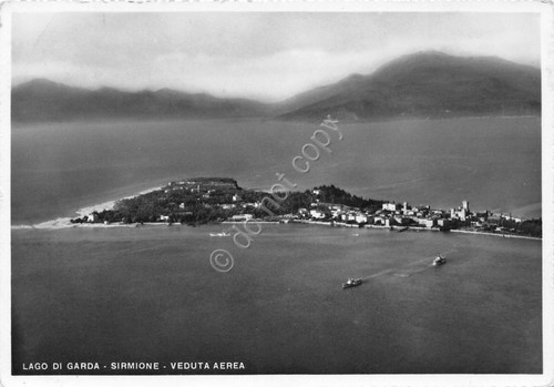 Cartolina Sirmione Panorama aereo 1955