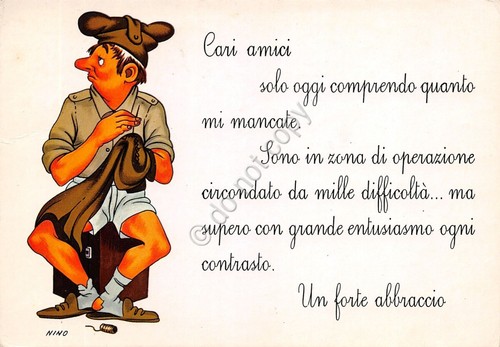 Cartolina soldato illustrata Nino umoristica