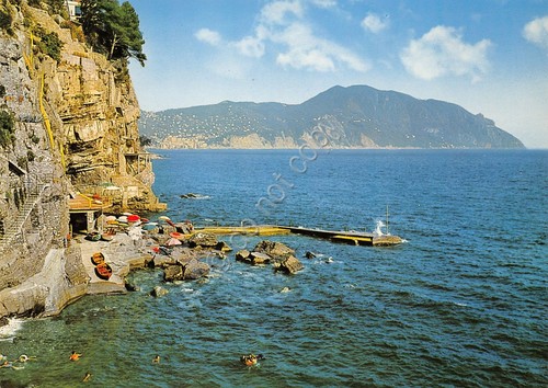 Cartolina Sori Scogliera molo spiaggia