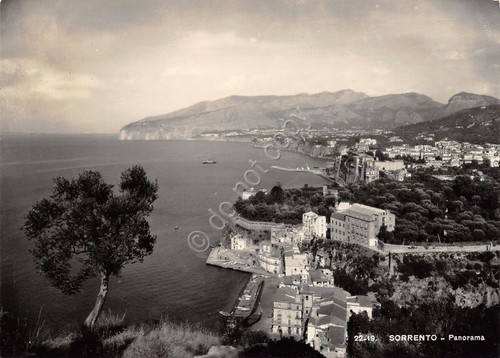 Cartolina Sorrento Panorama 1955 Timbro Bar La Scogliera