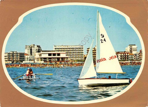 Cartolina Sottomarina Lido panorama dal mare moscone Hotel vela grafica …