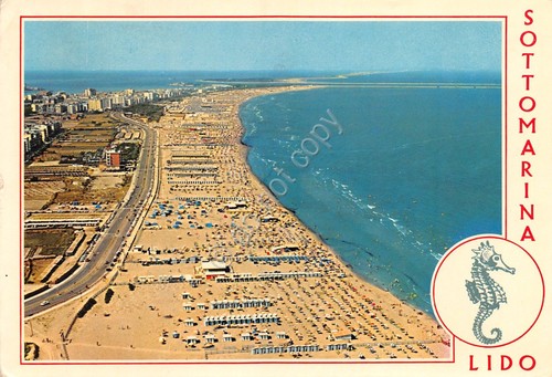 Cartolina Sottomarina Lido Veduta aerea spiaggia 1972