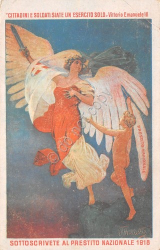 Cartolina Sottoscrivete al Prestito Nazionale 1918 Vittoria Alata Ill Ballester