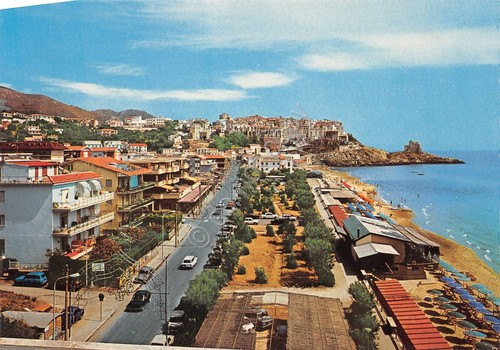 Cartolina Sperlonga Lungomare a Ponente stabilimenti balneari case anni '90