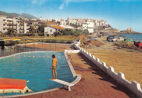 Cartolina Sperlonga panorama piscina animata anni '90