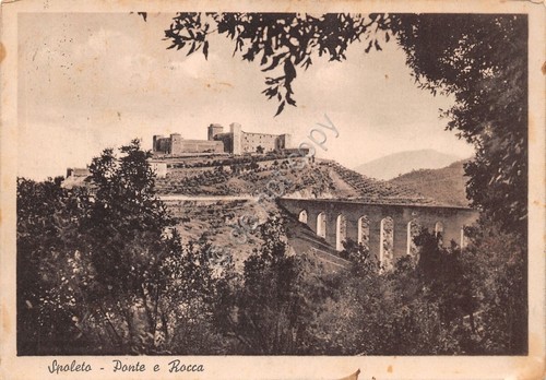 Cartolina Spoleto Ponte e Rocca 1945