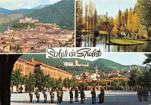 Cartolina Spoleto Vedute soldati 1973 (Perugia)