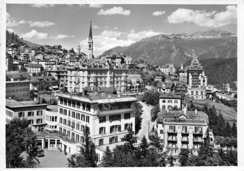 Cartolina St. Moritz Hotel Caspar Badrutt timbro albergo 1961