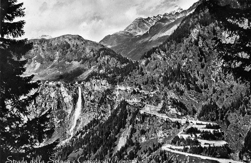 Cartolina Strada della Spluga cascata di Pianazzo 1958 (Sondrio)