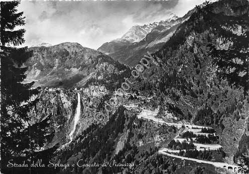 Cartolina Strada dello Spluga Cascata di Pianazzo 1942