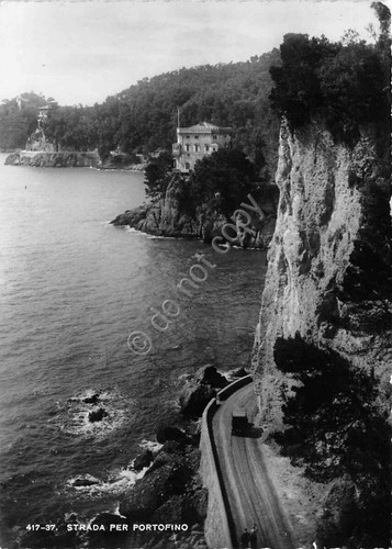 Cartolina Strada per Portofino 1954