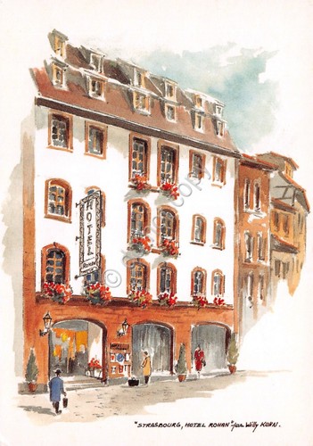 Cartolina Strasbourg Hotel des Rohan illustrata