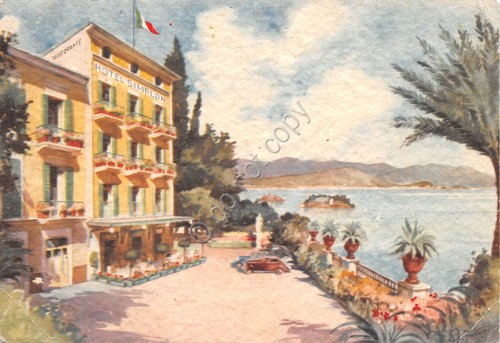 Cartolina Stresa Illustrata Hotel Simplon (Verbania)