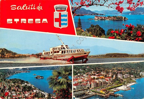 Cartolina Stresa vedute e Freccia del Verbano 1977 (Novara)