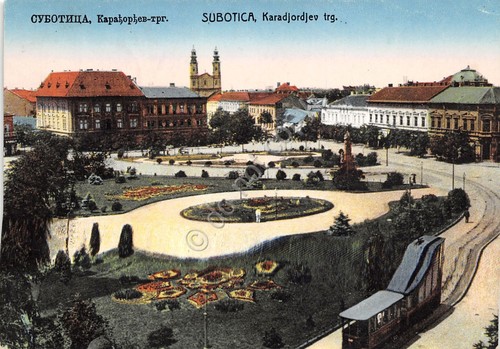 Cartolina Subotica Karadjordjev Trg illustrata 1926