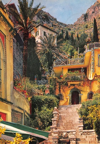 Cartolina Taormina Angolo caratteristico scalinata terrazzi 1966 (Messina)