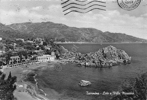 Cartolina Taormina Lido e Villa Mazzarò 1962
