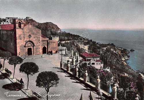 Cartolina Taormina Piazza S. Agostino (Messina)