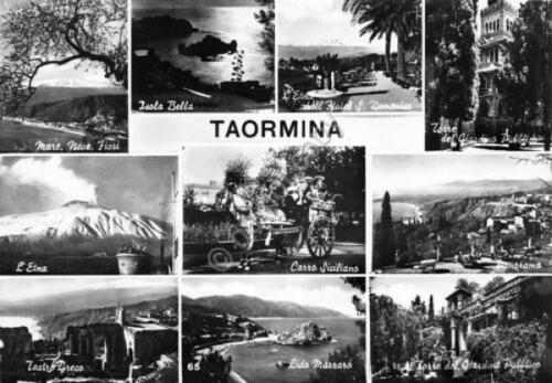 Cartolina Taormina vedute varie