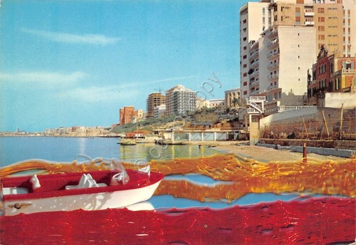Cartolina Taranto Mar Grande con barche reti pescatori