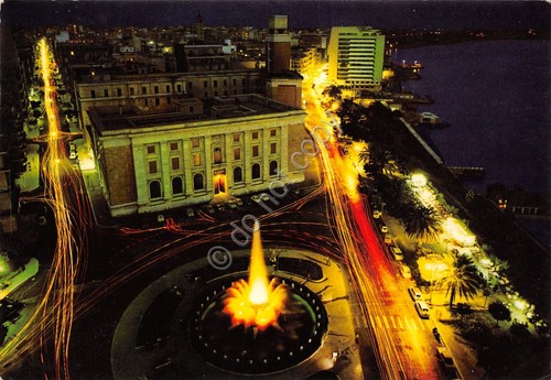Cartolina Taranto Piazza Ebalia Notturno 1984