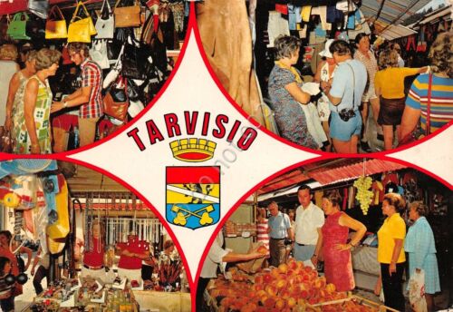 Cartolina Tarvisio mercato vedutine animata 1981