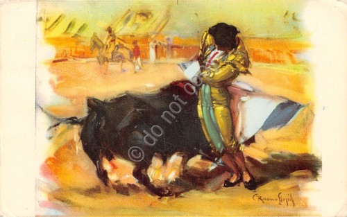 Cartolina Tauromachia Corrida Recorte illustrata 1962