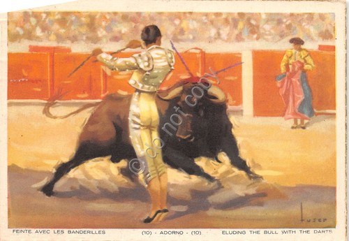 Cartolina Tauromachia feinte avec les banderilles Adorno 1954