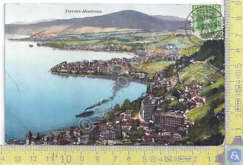 Cartolina Territet Montreux - coloured - Vg Suisse Italy- 1908