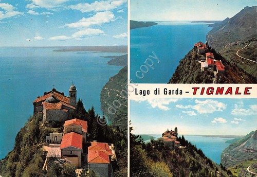 Cartolina Tignale vedute varie panorama dall'alto anni '70