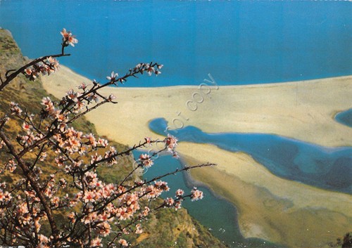 Cartolina Tindari Laghetto di Marinello con fiori di pesco