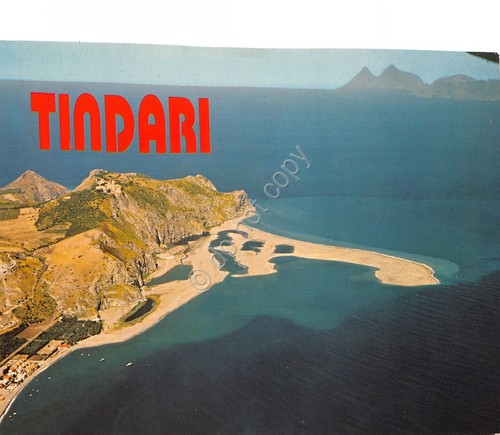 Cartolina Tindari veduta aerea del colle con Isole Eolie anni …