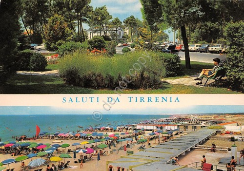Cartolina Tirrenia 2 vedute (Pisa)