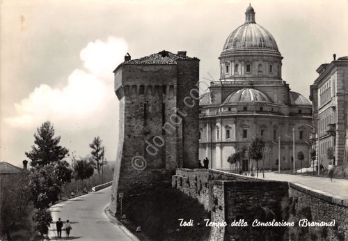 Cartolina Todi Tempio della Consolazione animata 1958
