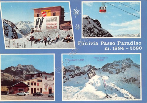 Cartolina Tonale Funivia Passo Paradiso vedute varie Timbro Conca Paradiso …