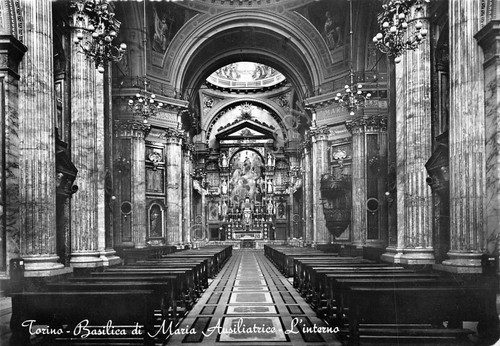 Cartolina Torino Basilica Maria Ausiliatrice Interno 1958