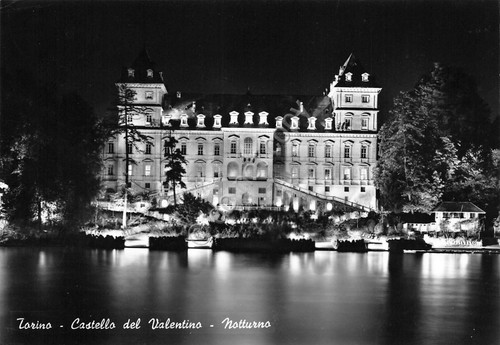 Cartolina Torino Castello del Valentino Notturno ED SAF 1965